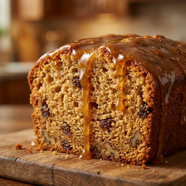 Close up of the rum cake glaze